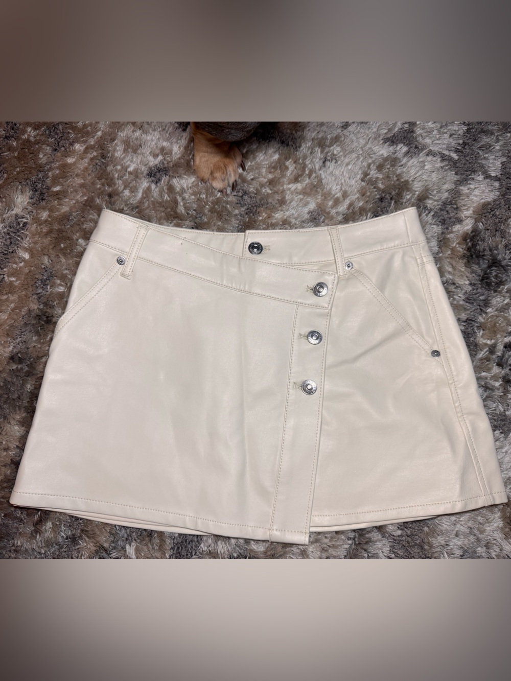 We The Free cream faux leather mini skirt